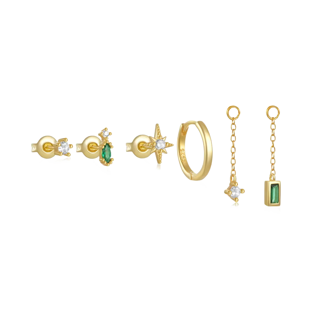 The Green Gem Earrings Set