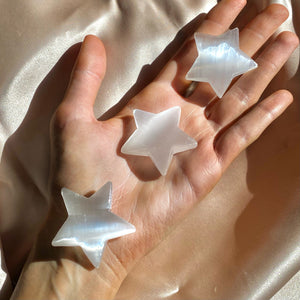 Selenite Star Palm Stone - Terra Soleil